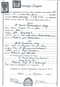 Trauungsurkunde von Erich und Grete Lichtenstein